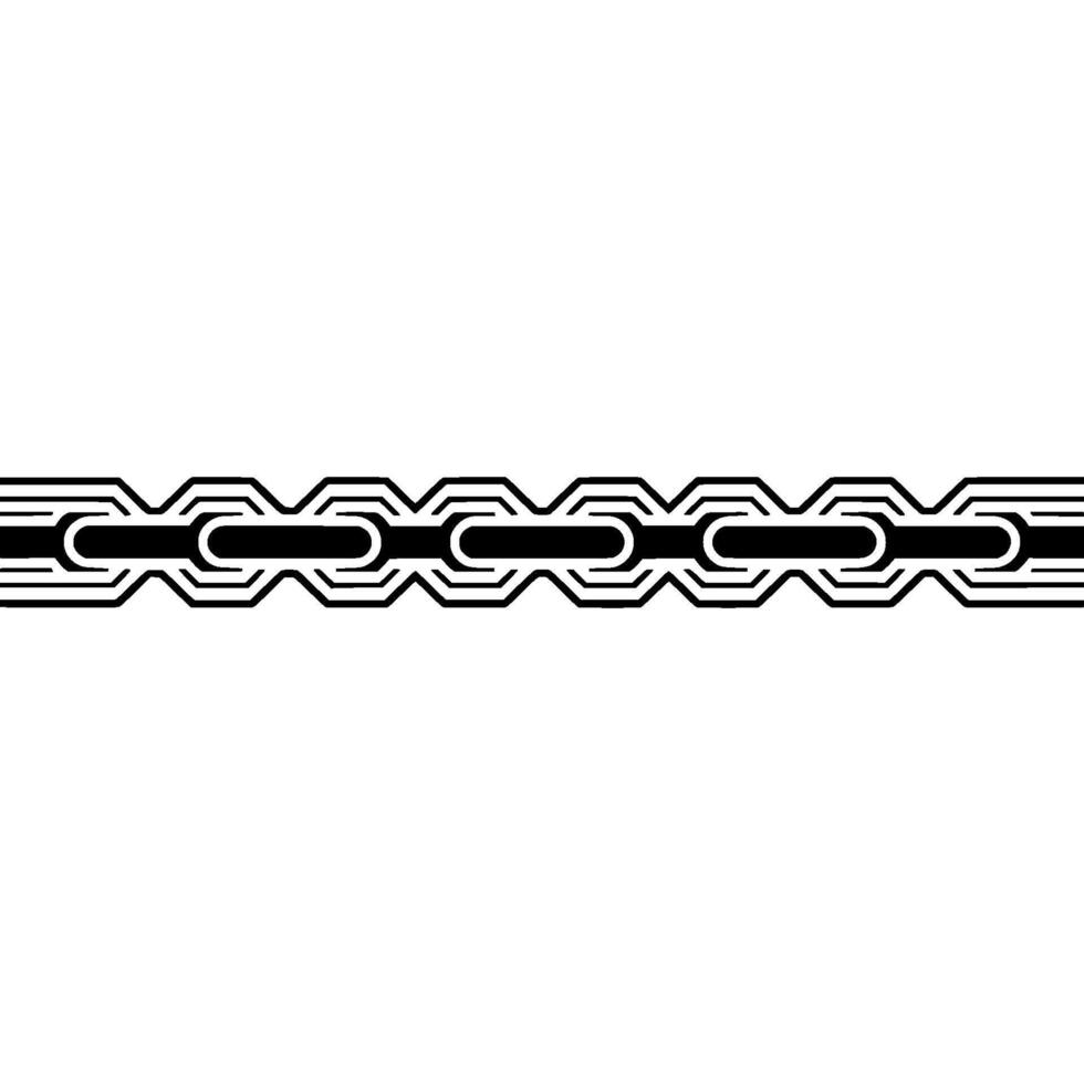 Geometric Border Black Abstract Chain on White Background vector