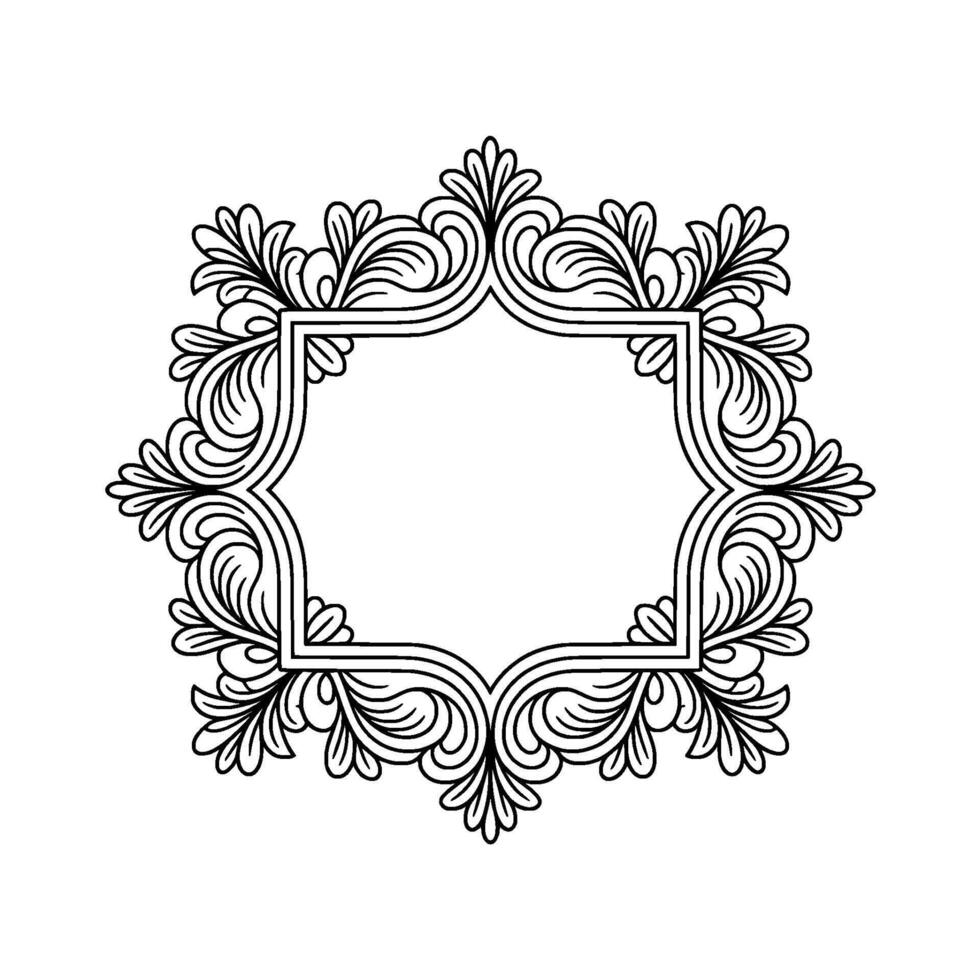 Intricate Floral Frame, Black Outline, Elegant Element vector