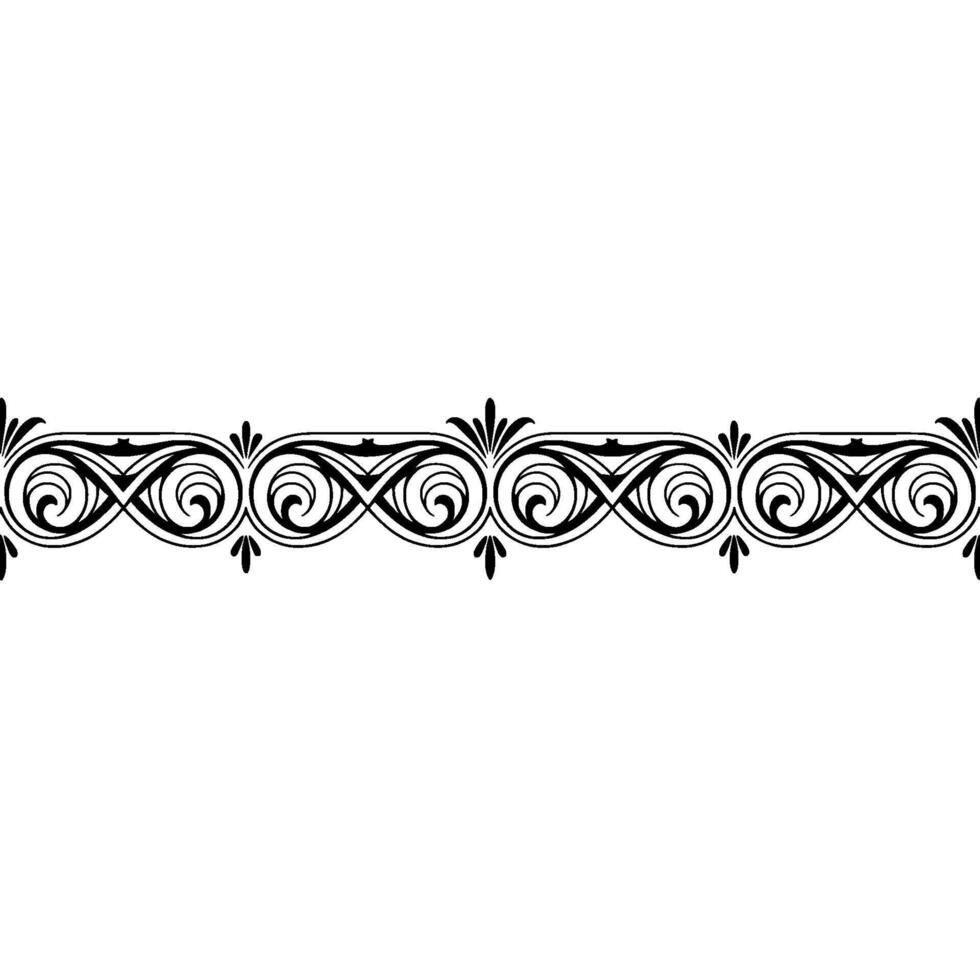 Elegant Black Ornamental Border With Swirls on White Background vector