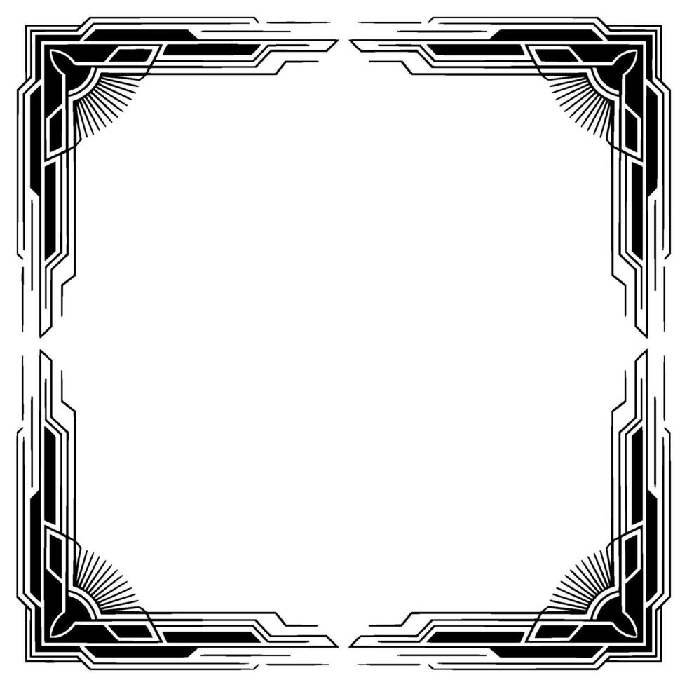 Art Deco Frame Black White Geometric Ornament, Empty Space vector