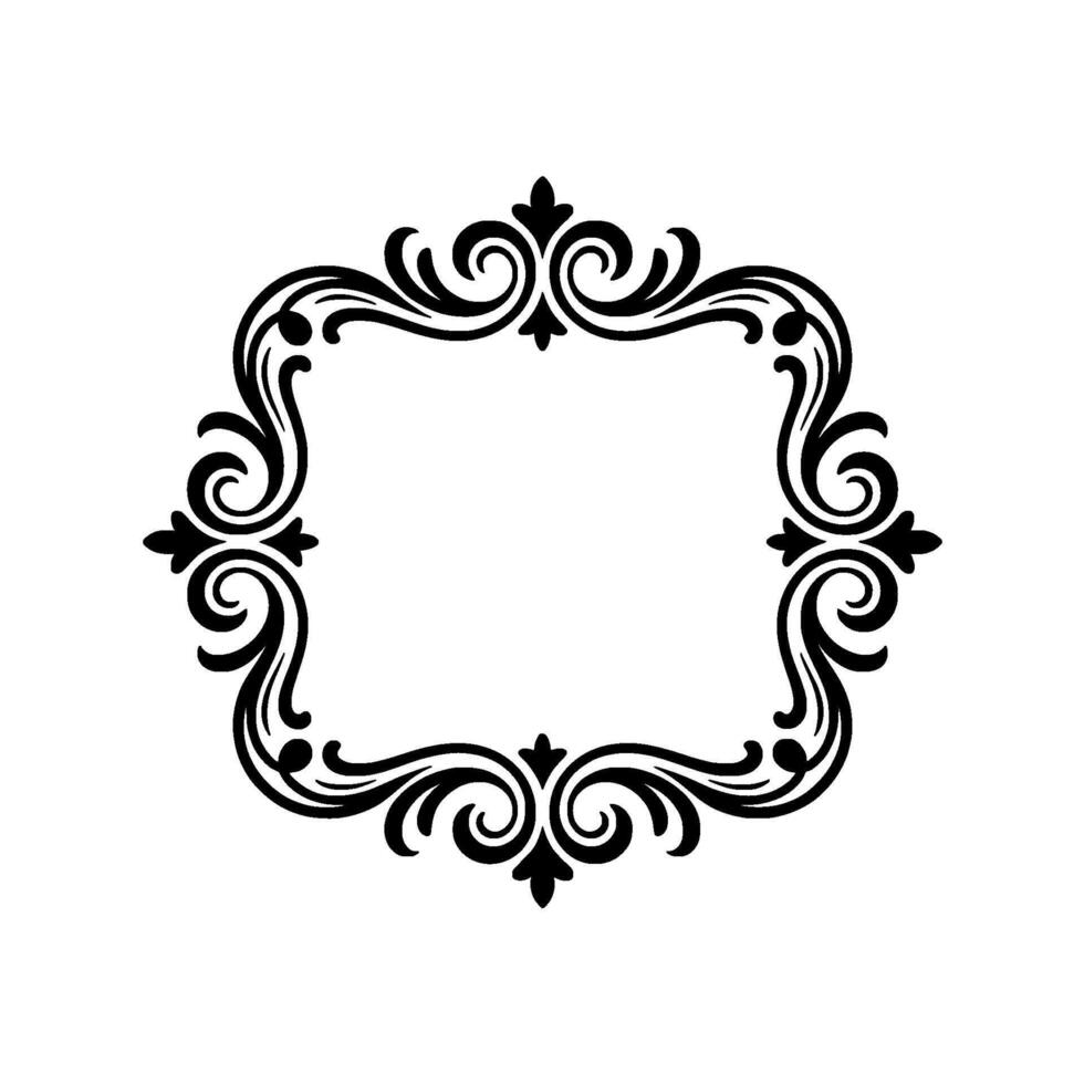 Elegant Black Scroll Frame, Blank Space, Decorative Ornament vector