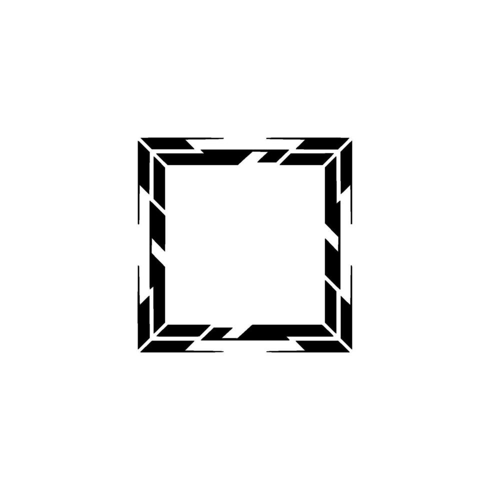 Geometric Square Frame, Abstract Tech on White, Minimalist Aesthetic vector