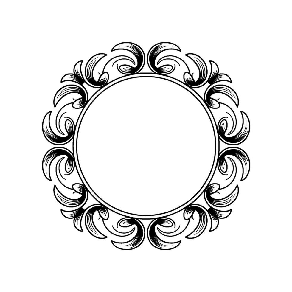Elegant Circular Frame With Decorative Floral Elements vector