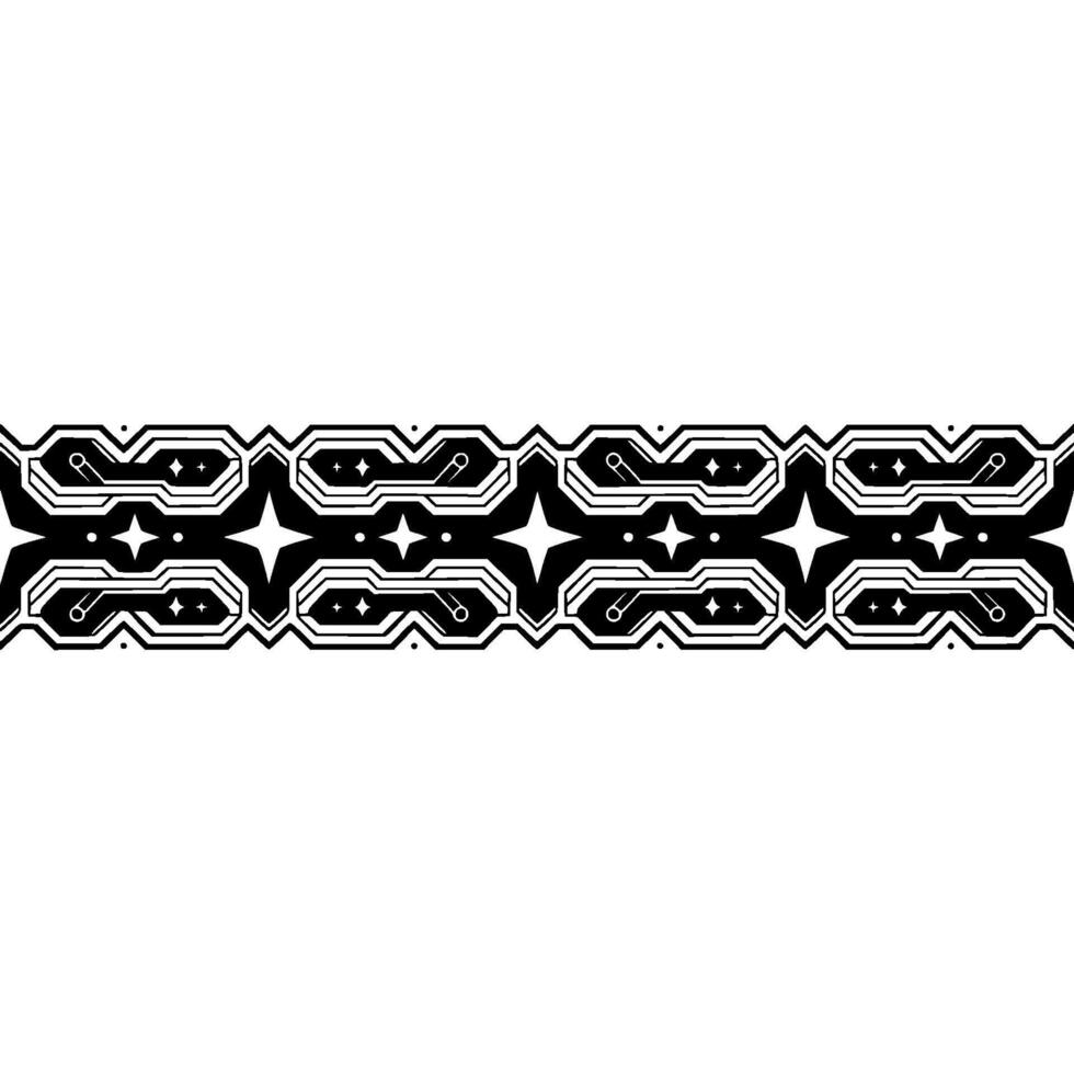 Techinspired Border Geometric Repeating Pattern, Black and White vector