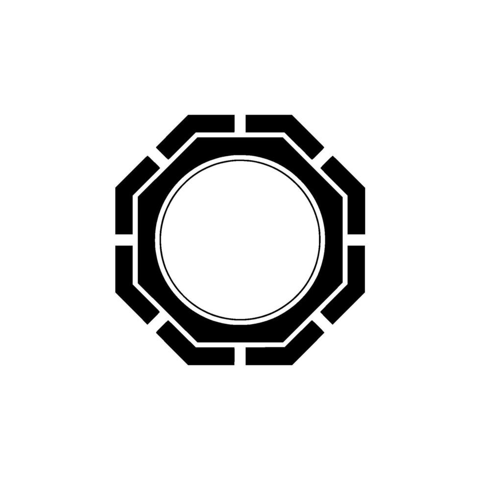 Geometric Black White Octagon and Circle, Minimalist vector