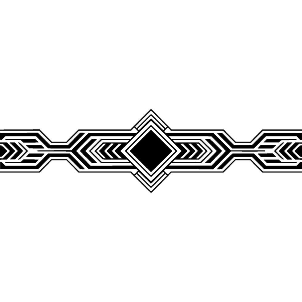 Art Deco Geometric Border Black and White Ornament vector