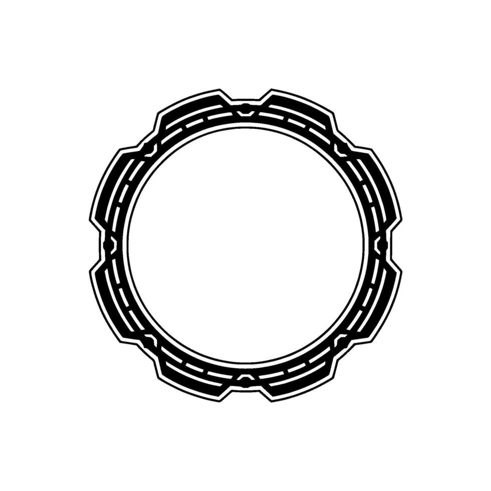Geometric Frame , Circle With Textured Elements, Black White, Minimalist vector