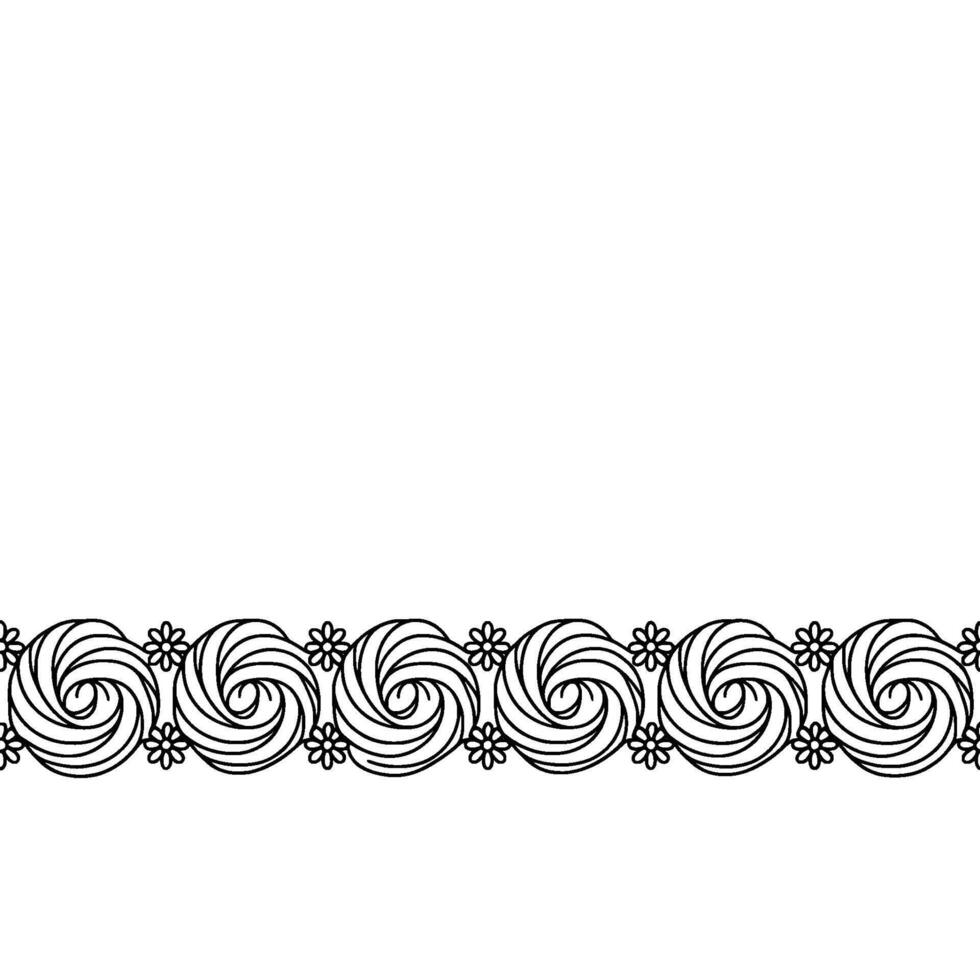 Floral Swirl Border Element on White Background, Decorative vector
