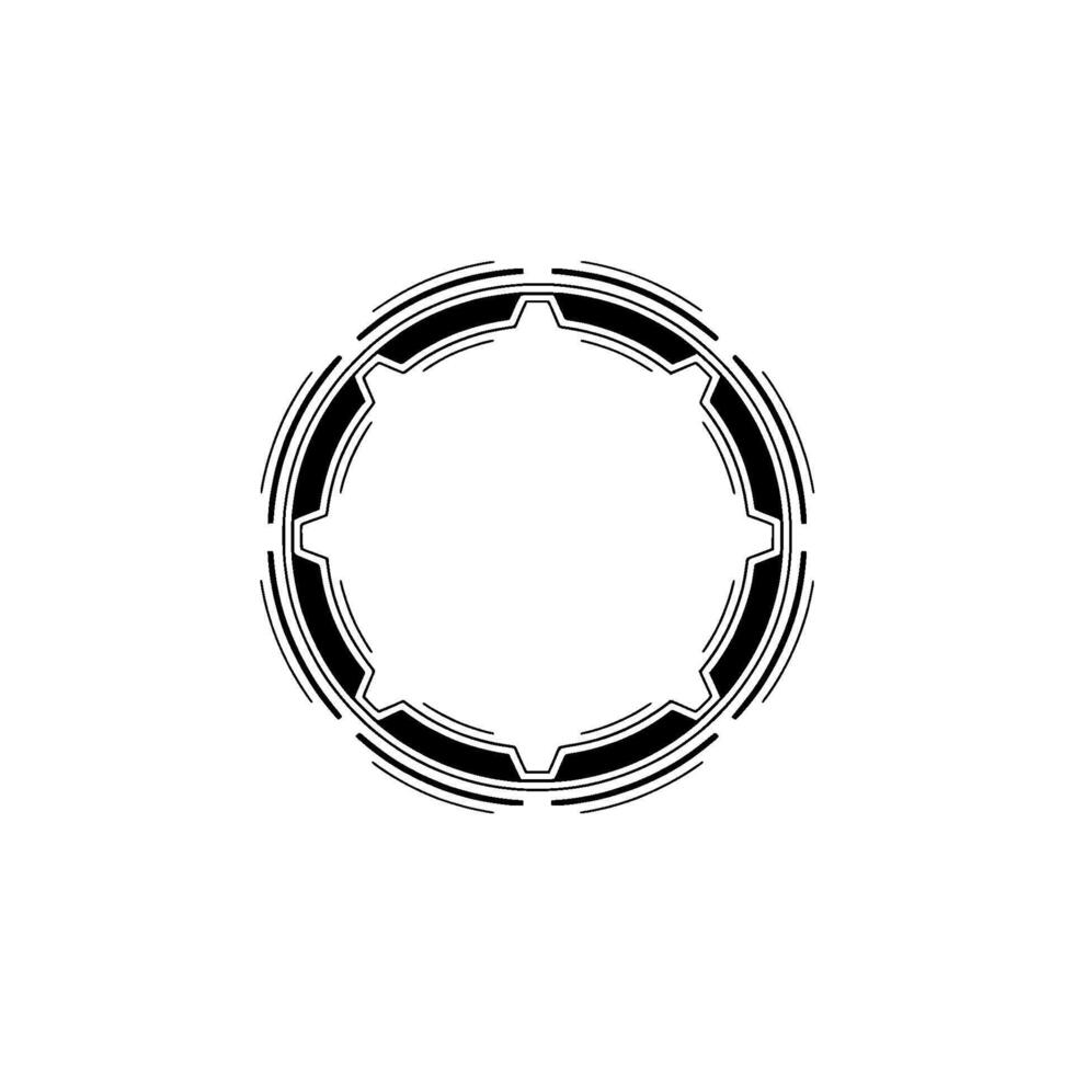 Geometric Circular Frame, Black and White, Minimalist Element vector
