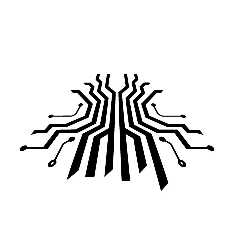 Circuitry Illustration Abstract Black Lines on White Backdrop vector