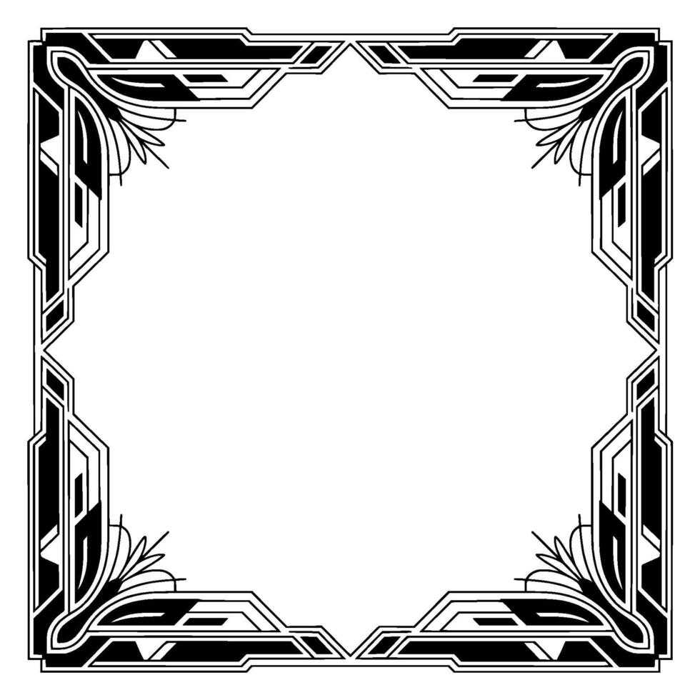 Art Deco Frame, Geometric Black and White Border for and Invitations vector