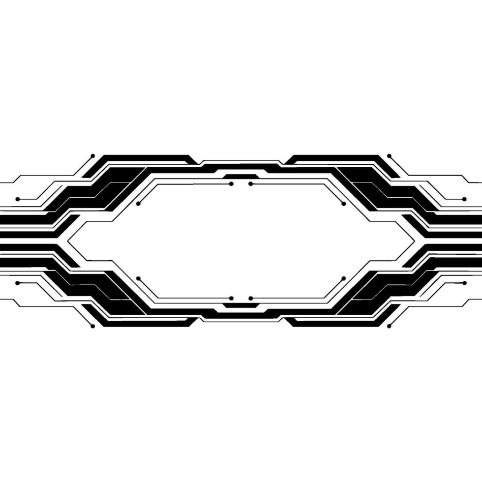 Futuristic Tech Frame Black Circuitry on White Background vector