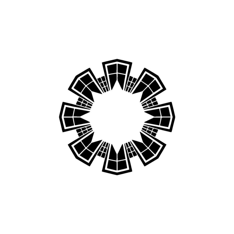 Geometric Cityscape Mandala Abstract Art Deco vector
