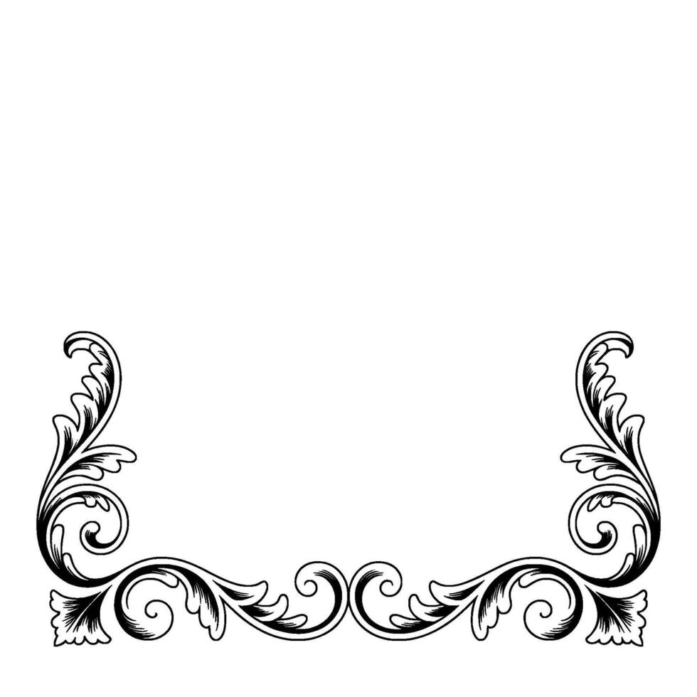Elegant Black Scrollwork Frame on White Background vector