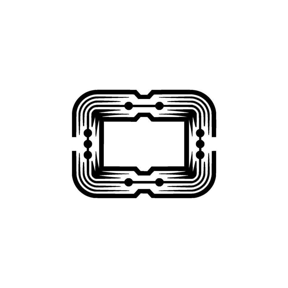 Minimalist Tech Abstract Geometric Circuit on White vector