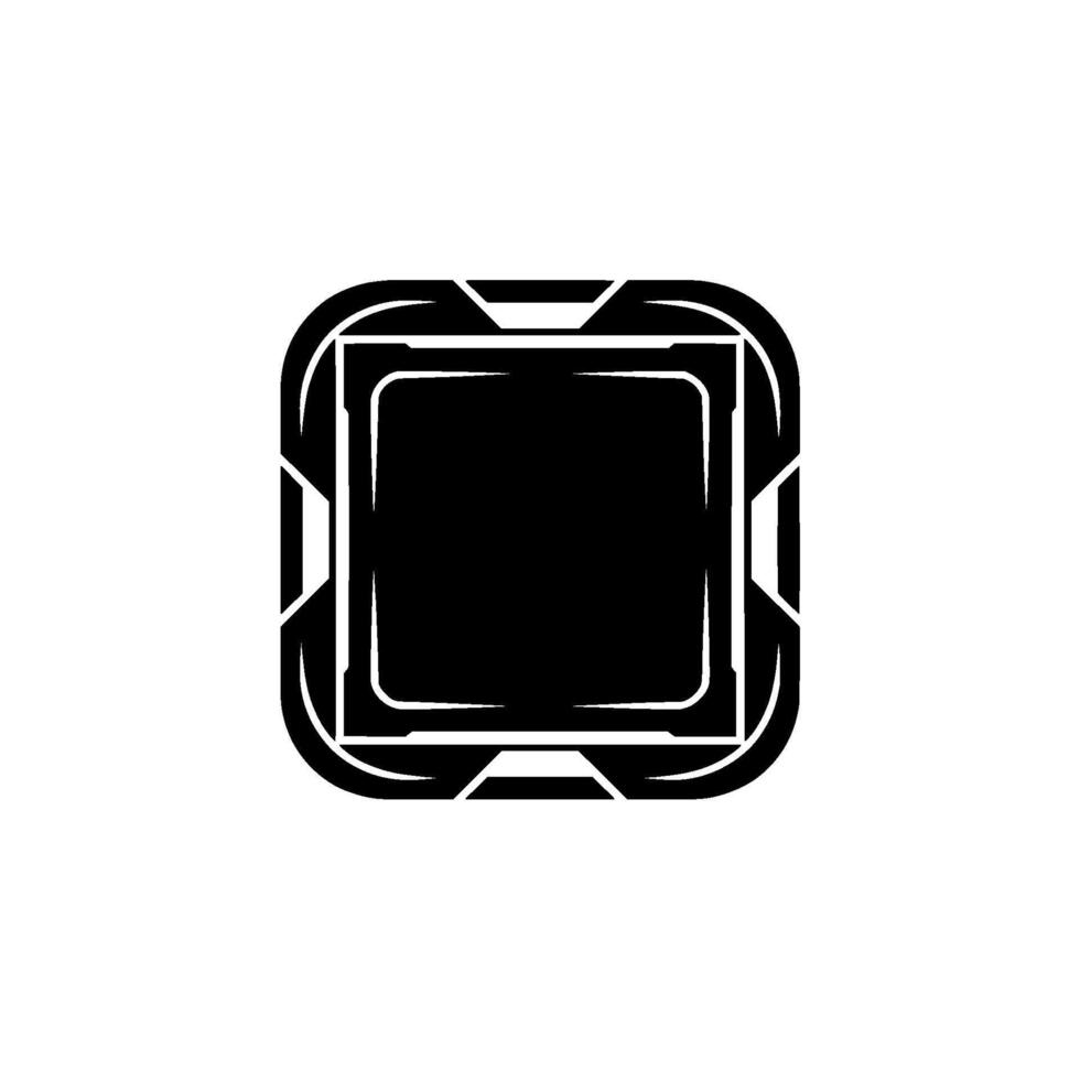 Abstract Tech Square in Black and White Minimalist vector