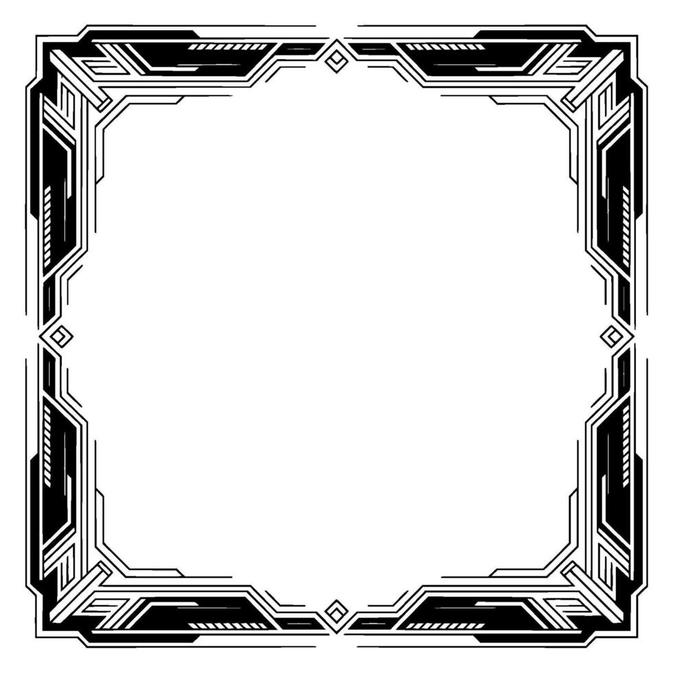 Geometric Art Deco Frame in Black and White vector