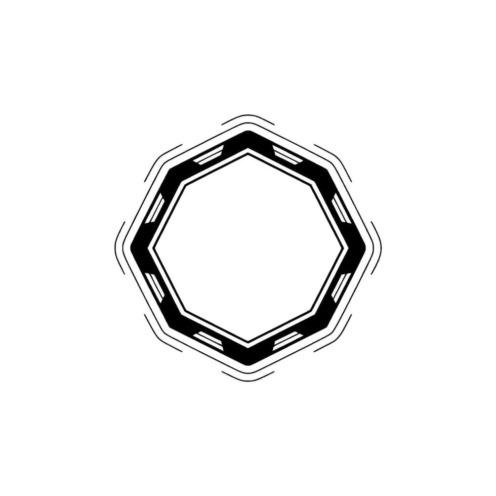Geometric Frame Black and White Octagon , Minimalist Aesthetic vector