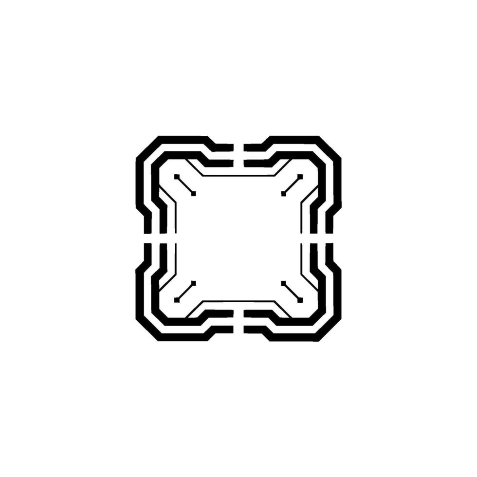 Futuristic Tech Frame Circuit Board Square on Gradient Background vector