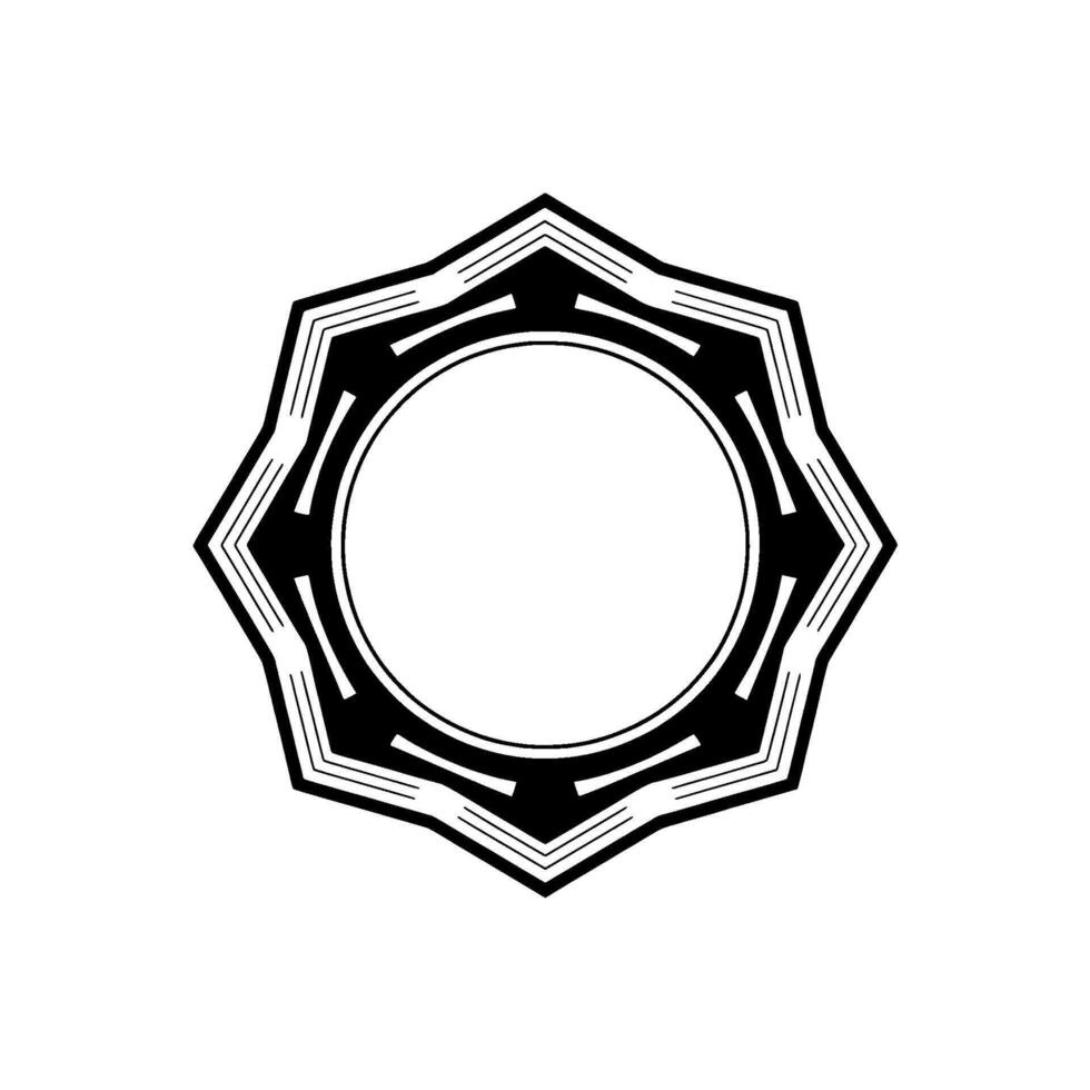 Geometric Starburst Frame Element in Black and White, Minimalist vector