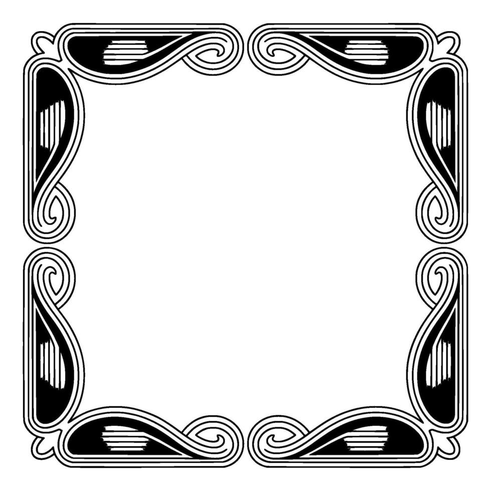 Art Deco Frame With Swirls Ribbons, vector