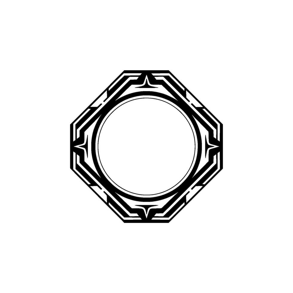 Geometric Art Deco Octagon Frame in Black and White vector