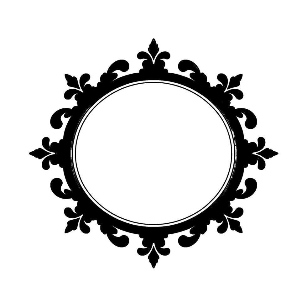 Ornate Oval Frame, Gray Floral Border, Clean White Background vector