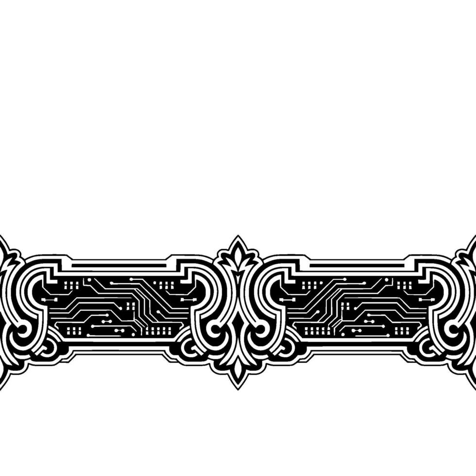 Tech Renaissance Circuit Board Ornament on Gradient Background vector