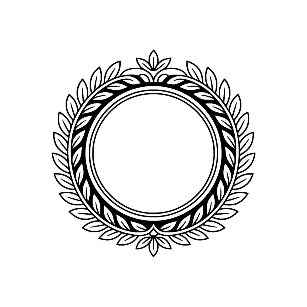 Elegant Circular Laurel Wreath Frame , Blank Circle Center vector