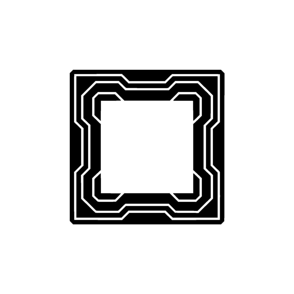 Abstract Circuit Board Frame in Monochrome Style vector