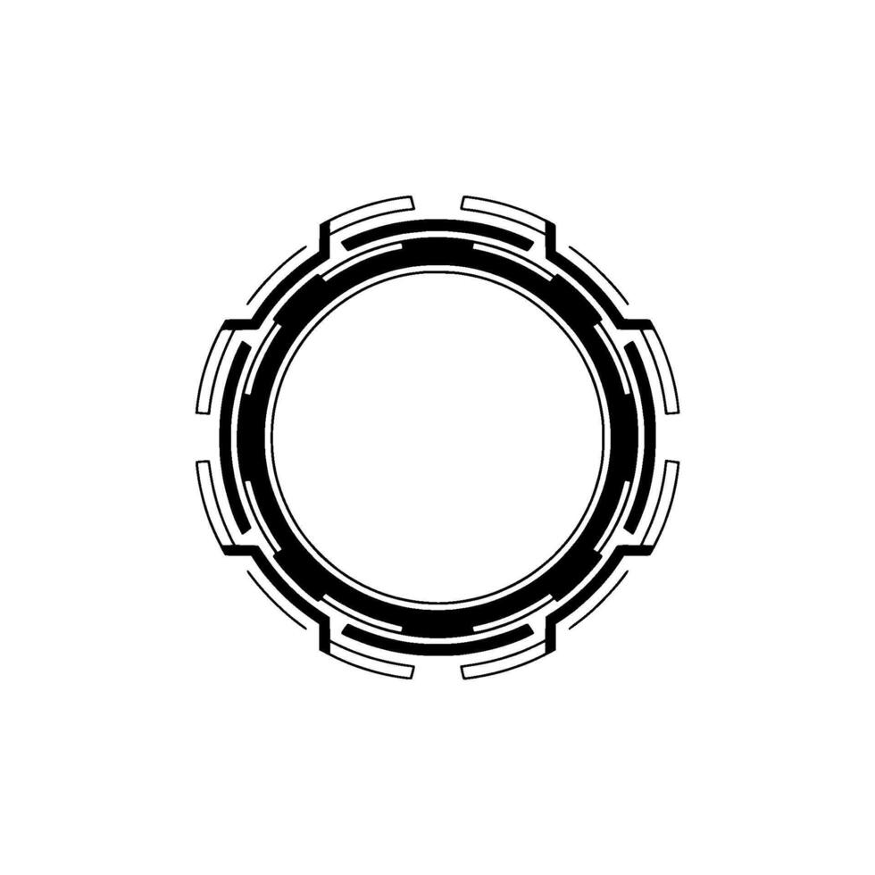 Futuristic Circle Hud Element, Black White Technology Interface vector