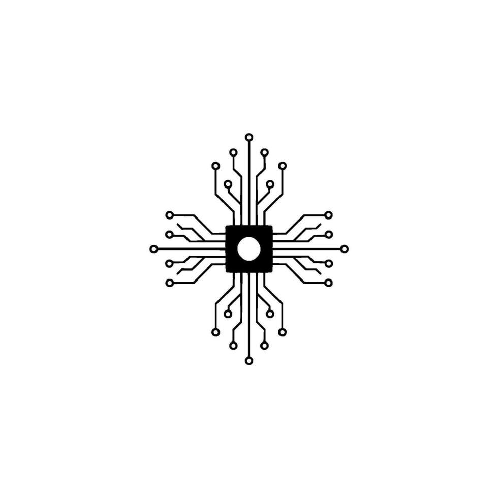 Minimalist Cpu Circuit Technology on White Background vector