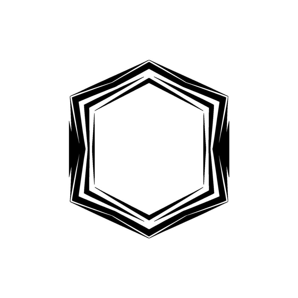 Abstract Hexagon , Black Lines on White, Geometric Form vector