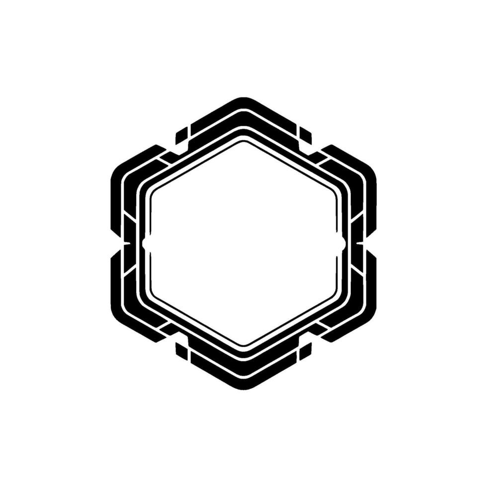 Futuristic Hexagon Frame With Glowing Accents on White Background vector