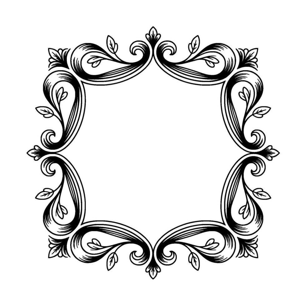 Intricate Black and White Floral Frame vector
