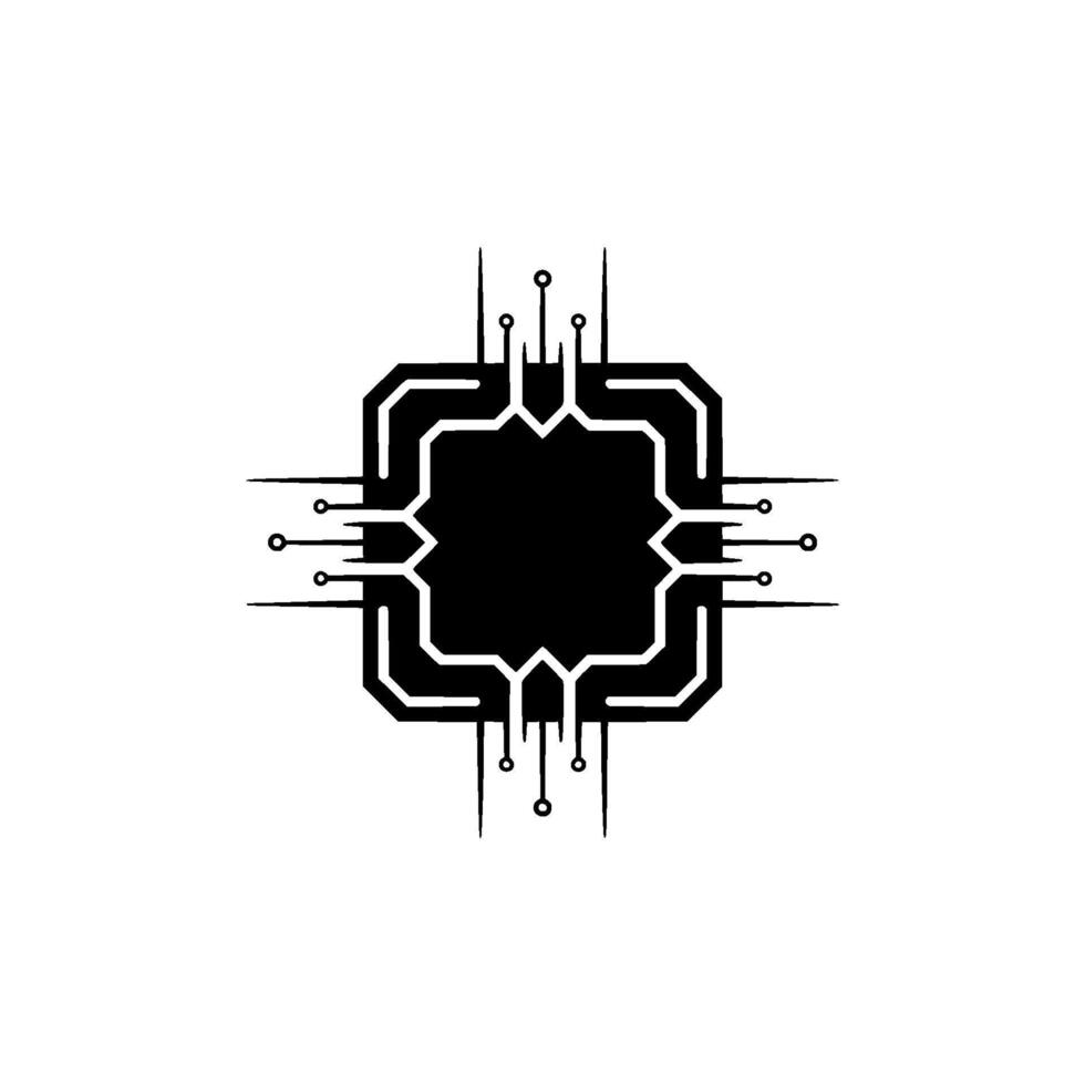 Abstract Tech Circuit Board Monochrome vector