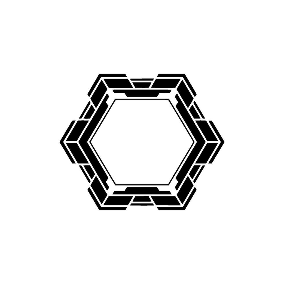 Geometric Hexagon Frame Futuristic Abstract on Gray vector