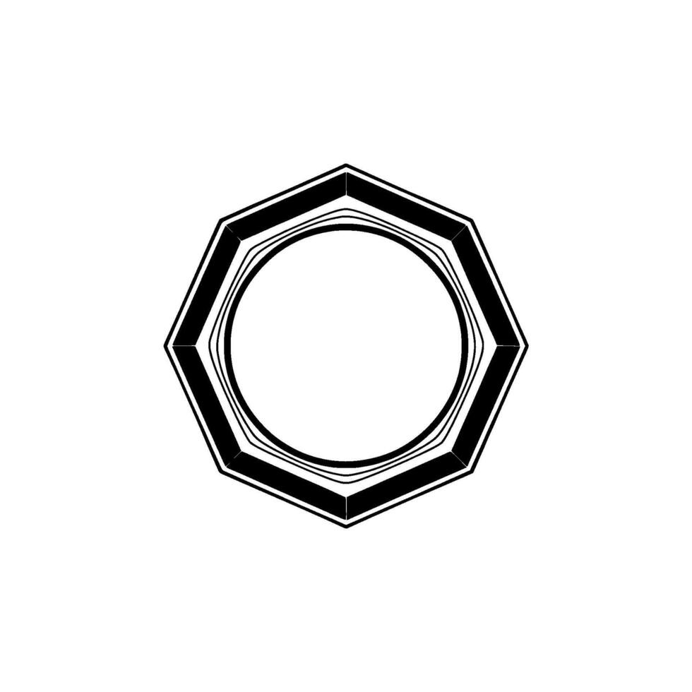 Geometric Black Octagon Circle on White Background vector