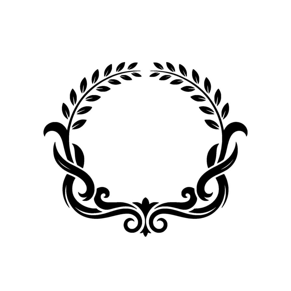 Elegant Floral Wreath Frame in Black White for Branding vector