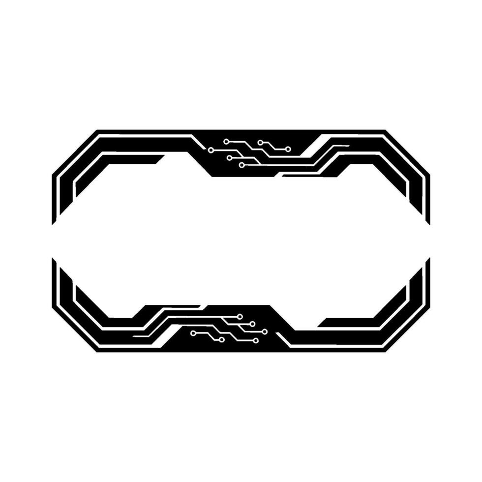 Abstract Tech Frame Futuristic Circuitry , Black White, vector