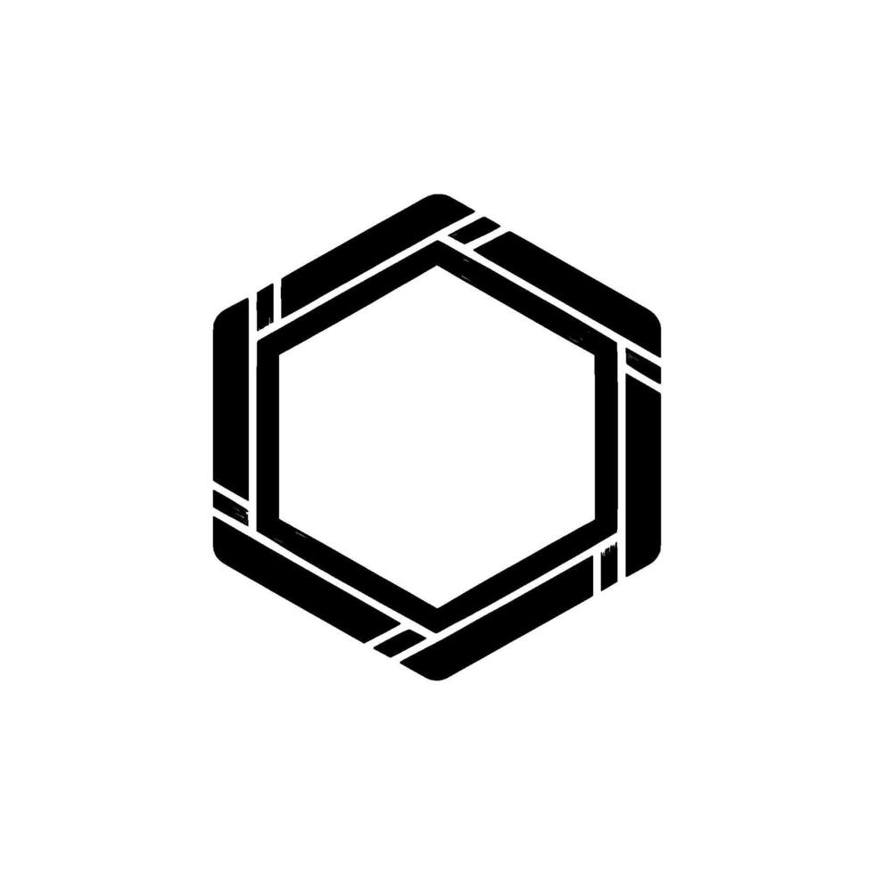 Abstract Geometric Hexagon in Black and White Modern vector