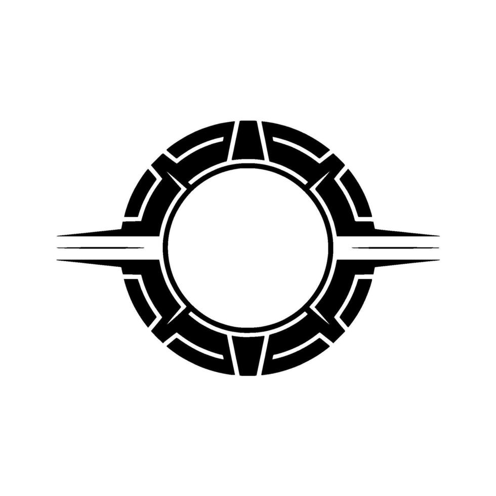 Geometric Black Circle Element on White Background vector