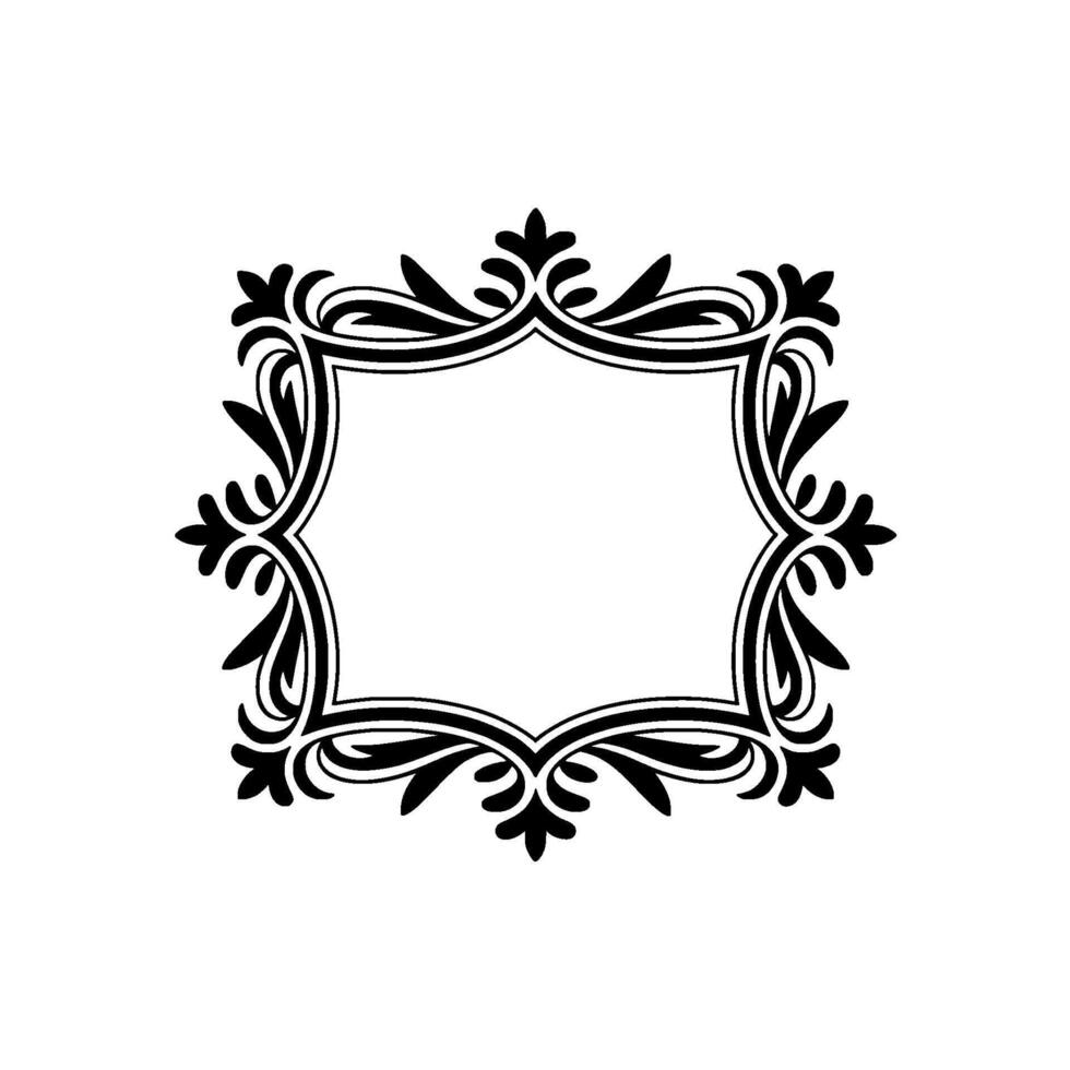 Elegant Black Flourish Frame on White Background Decorative Element vector