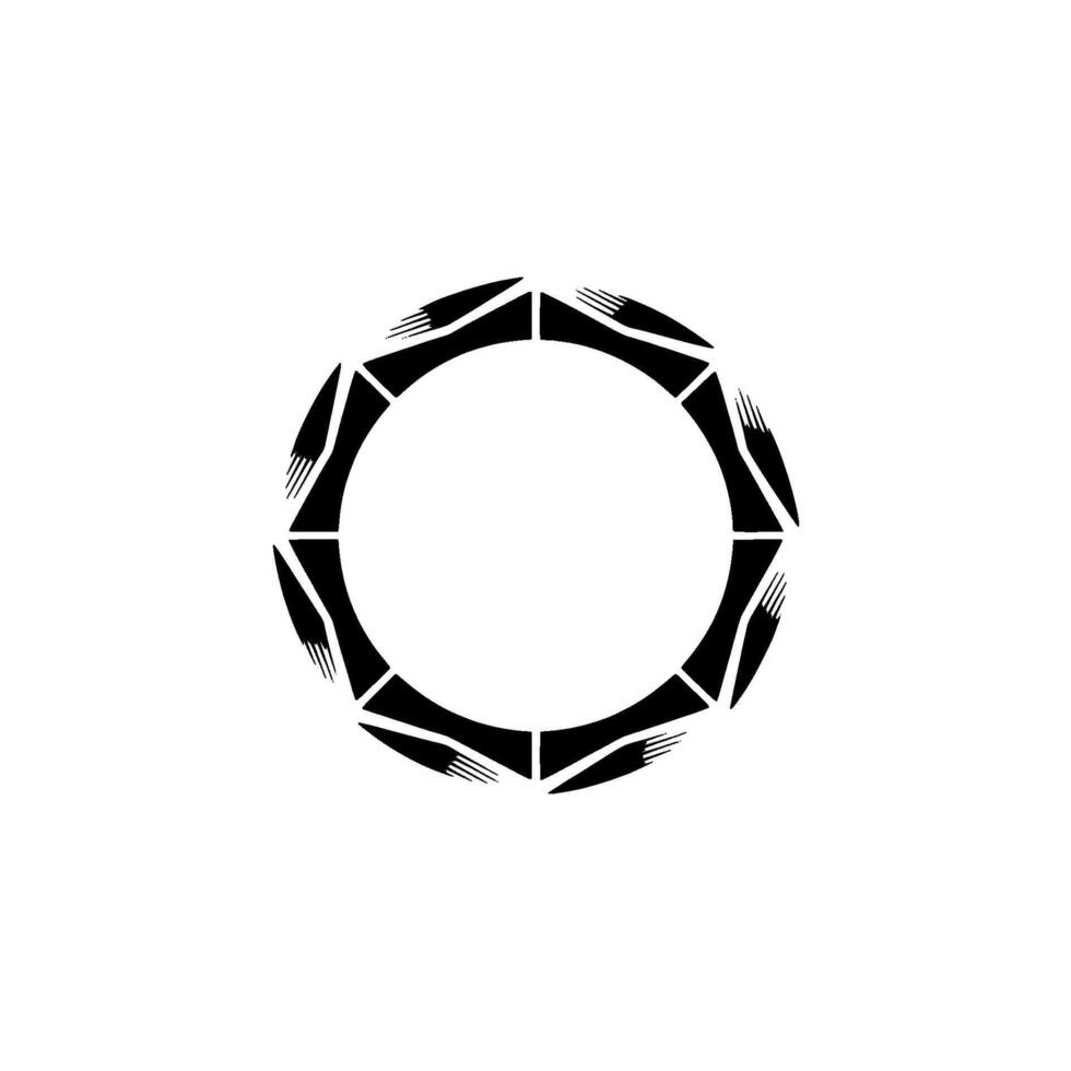 Abstract Geometric Circle With Brush Strokes, Black and White vector