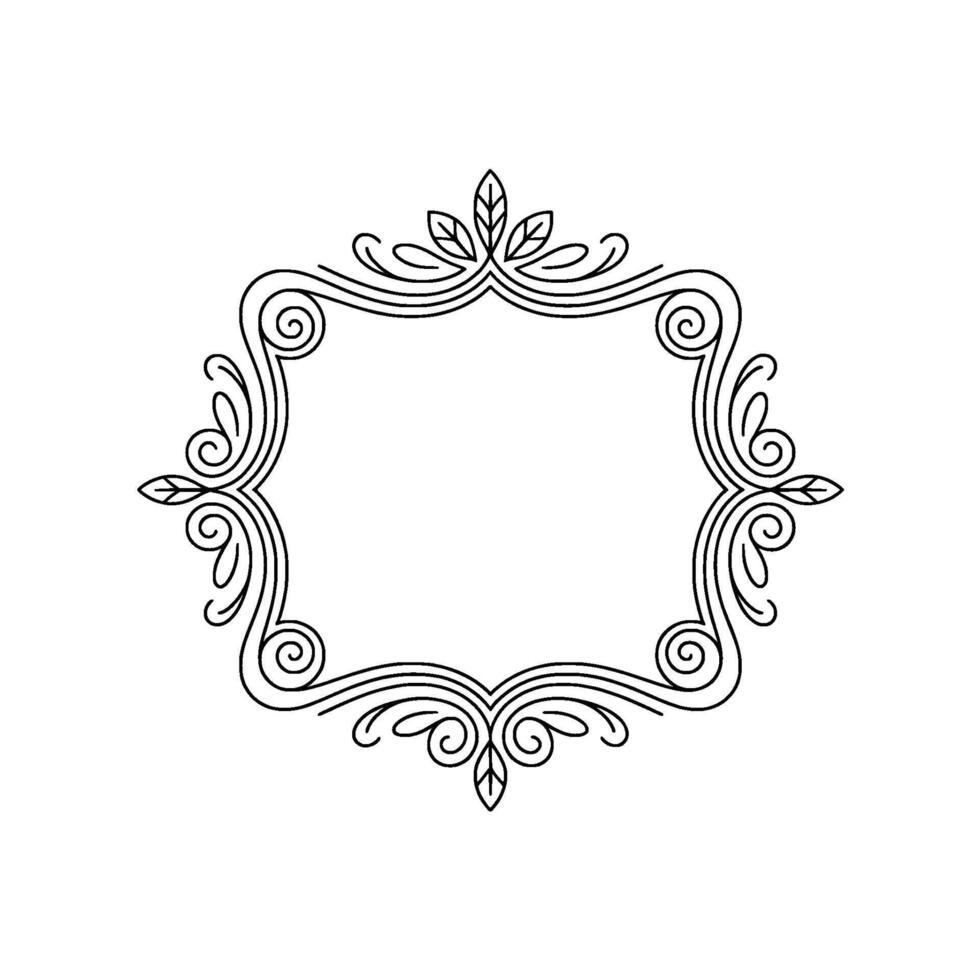 Elegant Monoline Frame With Scrollwork and Leaf Accents vector