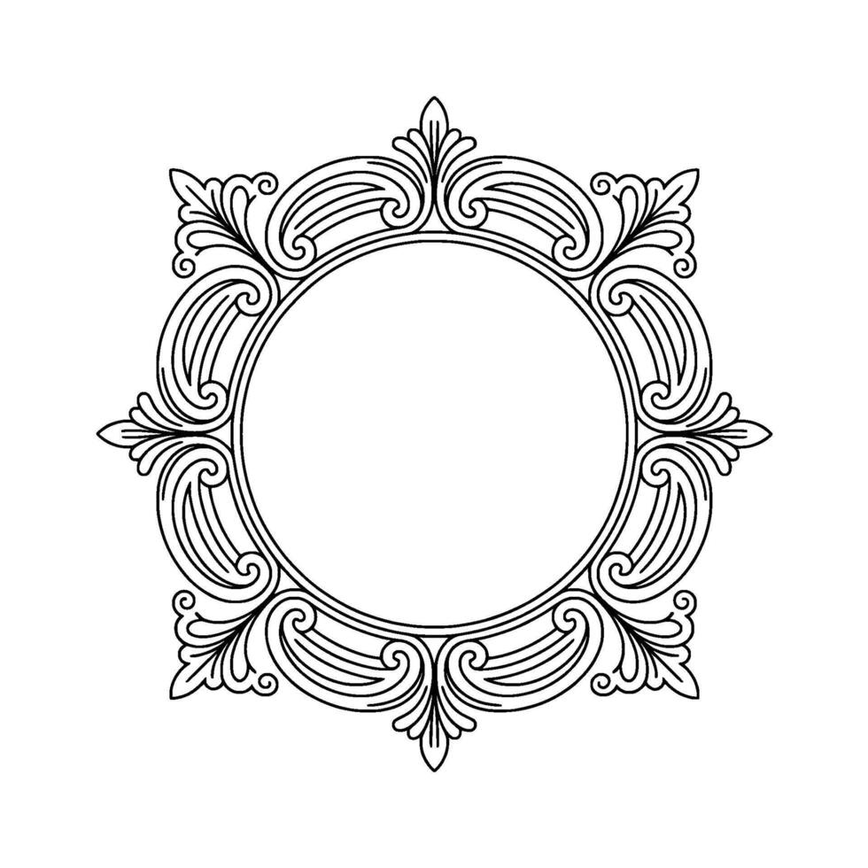 Elegant Black White Decorative Frame, Circular , Minimalist vector