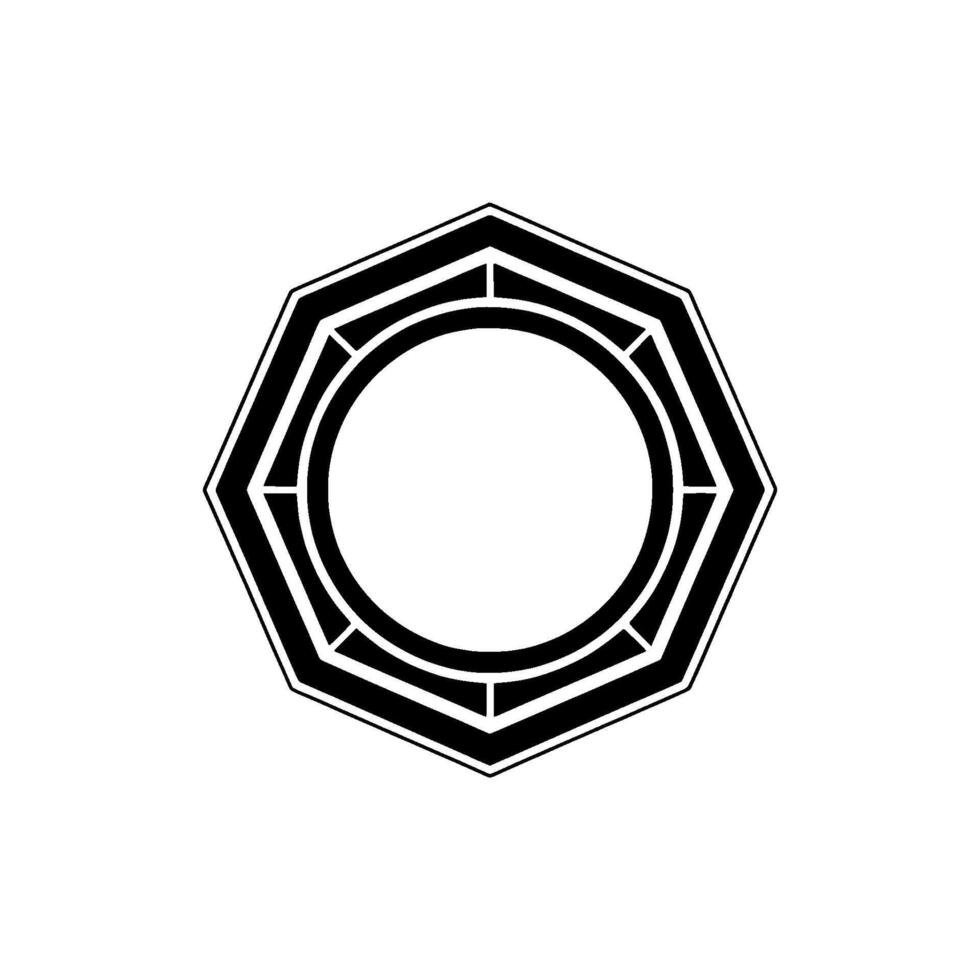 Geometric Black White Octagon Circle Frame, Minimalist vector