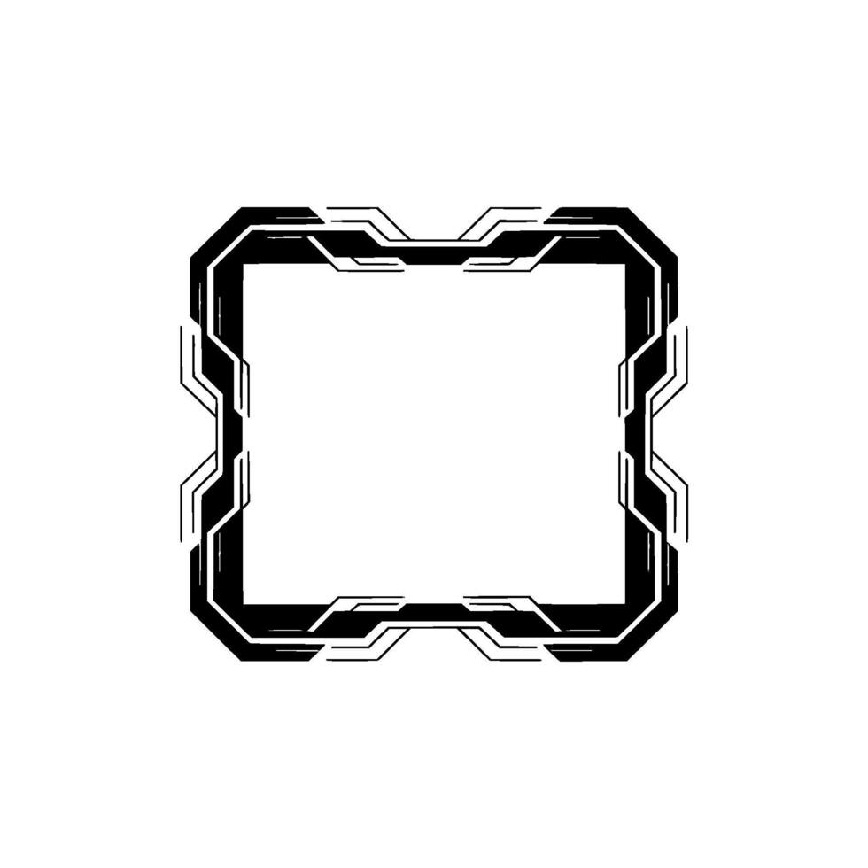 Futuristic Tech Frame Minimalist Black Border on White Background vector