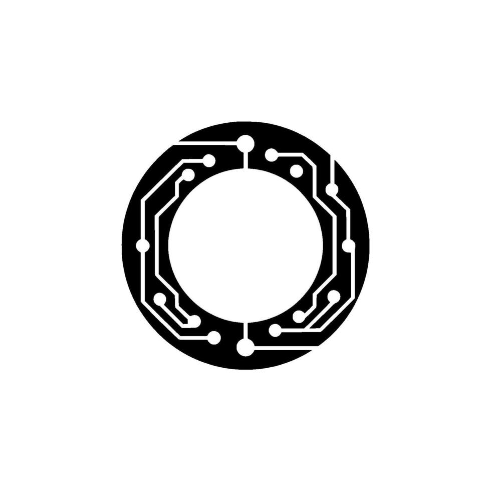 Black Circular Circuit Board on White Background vector