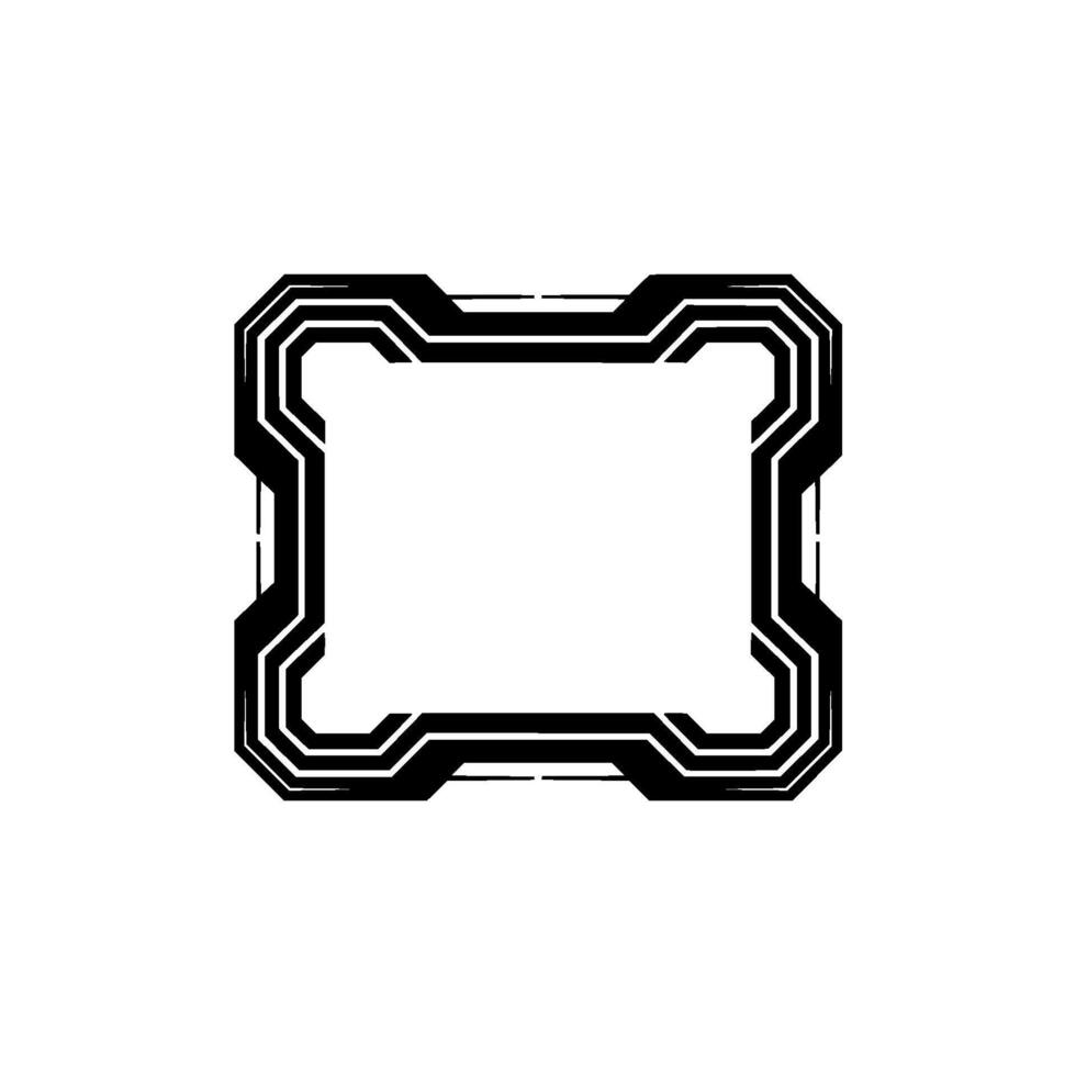 Futuristic Tech Frame Black White Geometric Border, Clean vector